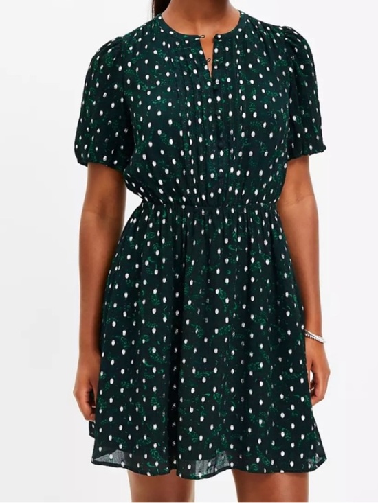 LOFT Dresses & Skirts - LOFT Metallic Clip Pintucked Short Sleeve Mini Dress, Size L, New without Tag
